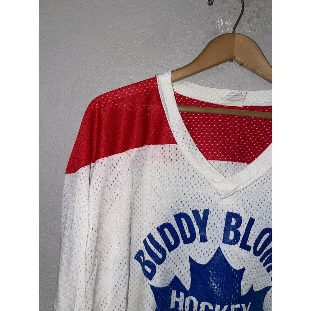 Vintage Buddy Bloms Hockey Jersey School White Red NHL Style 80s VTG 1980s L - Picture 8 of 12